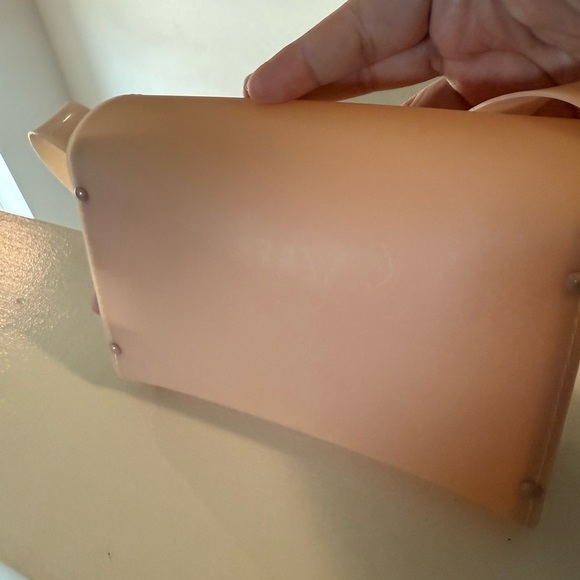 Zara Pink Peach Fruit Jelly Satchel Purse Handbag W/ Straps Wooden Sides - Picture 4 of 10
